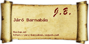Járó Barnabás névjegykártya